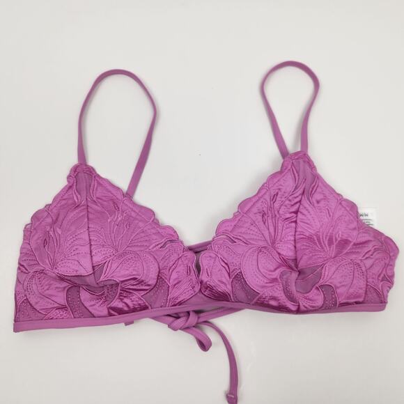 L*Space Jean Bikini Top in Rosebud Pink/Purple Floral Size Medium NWOT - Picture 2 of 5